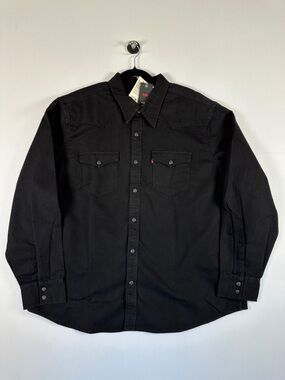 Levi’s Western Standard Fit Button Up Shirt Black Cotton Blend Size XXL Workwear